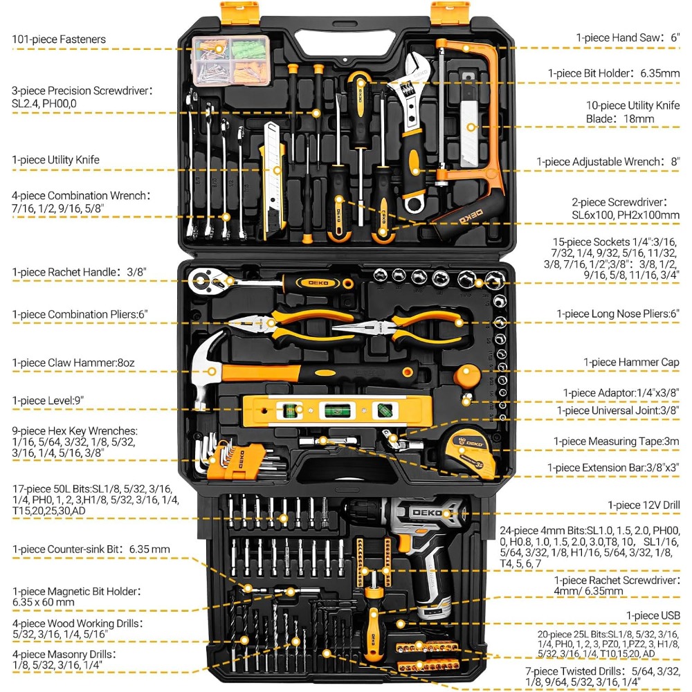 US Shipping Tool Kit Box Drill - Power Tools Combo Kits ulasan dan harga