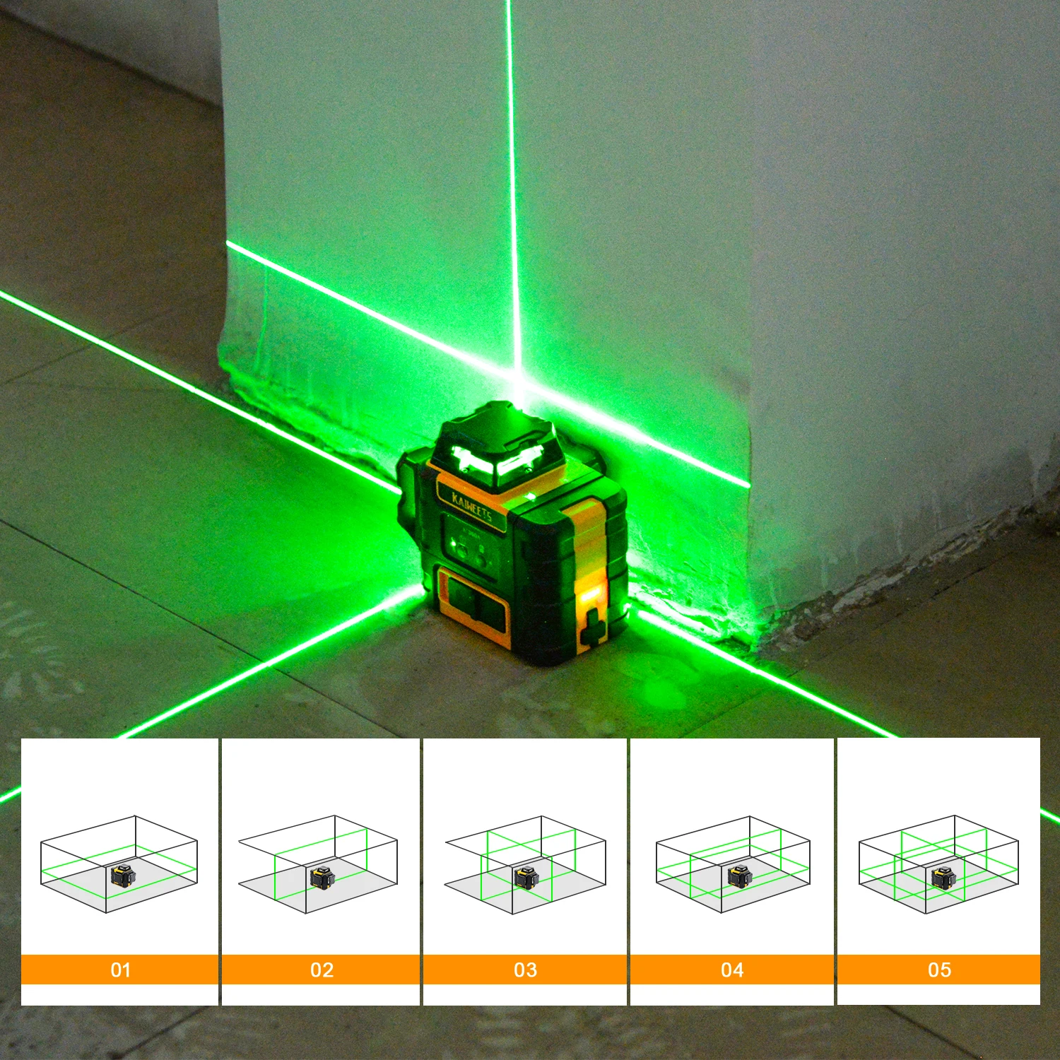 KAIWEETS KT360A 3D Cross Line  - Power Tools Green Color ulasan dan harga